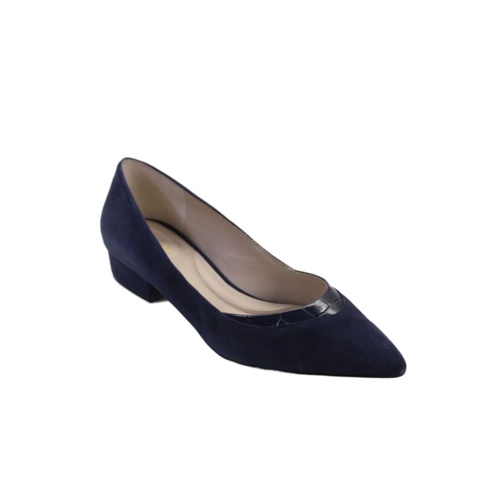 Cole Haan Womens Suede Slip On Pointed Toe Shoes Dark Blue Size 9